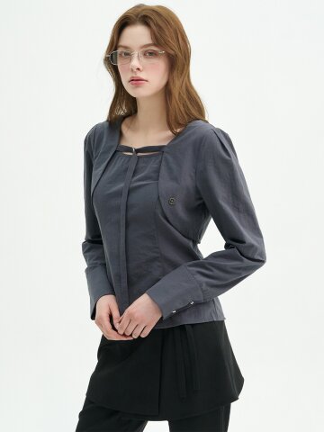 제라이 볼레로 레이어드 블라우스