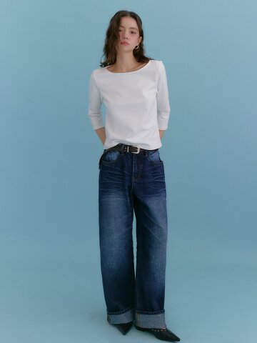 아벤 빈티지 롤-업 데님 팬츠 