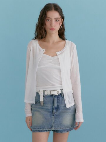 세리 가디건-레이스 트위스트 슬리브리스 셋업