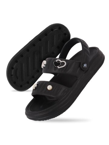 PWX Smile 여성 키높이 EVA 쿠션샌들 블랙