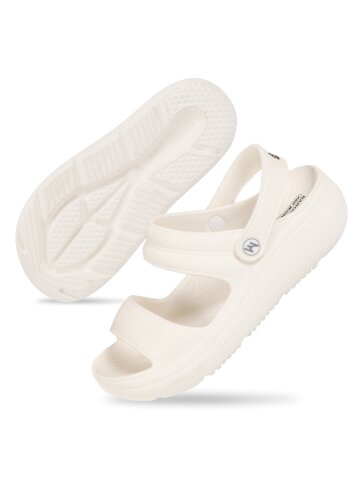 PWX Rainbow 여성용 EVA 키높이 쿠션샌들 화이트