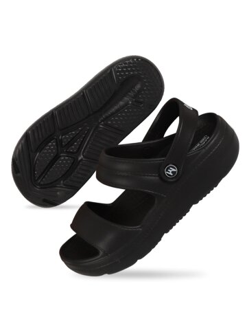 PWX Rainbow 여성용 EVA 키높이 쿠션샌들 블랙