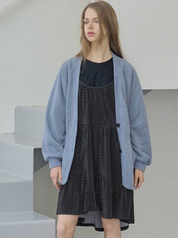 Dolman Overfit Long Cardigan - BLUE