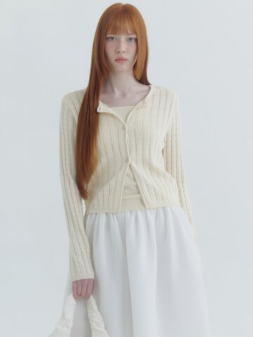 헤더 슬리브리스-가디건 셋업