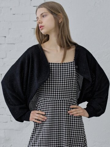 Boucle Knit Bolero - BLACK