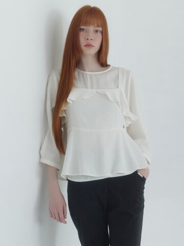 아벨린 러플 뷔스티에-블라우스 셋업 