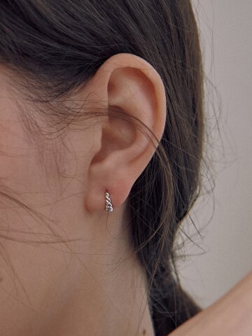 925실버 위스티 꼬임 원터치 링 귀걸이