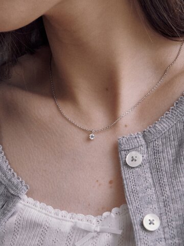 925실버 세리나 심플 큐빅 목걸이