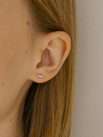 10k 리니아 커브 스톤 큐빅 귀걸이