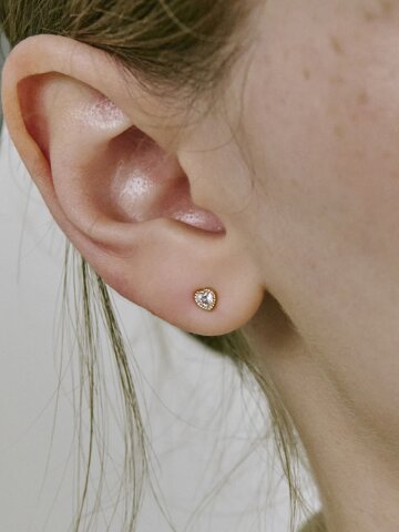 14k 러블 하트 큐빅 귀걸이