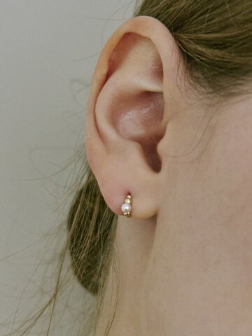 14k 룬 펄 원터치 링 귀걸이