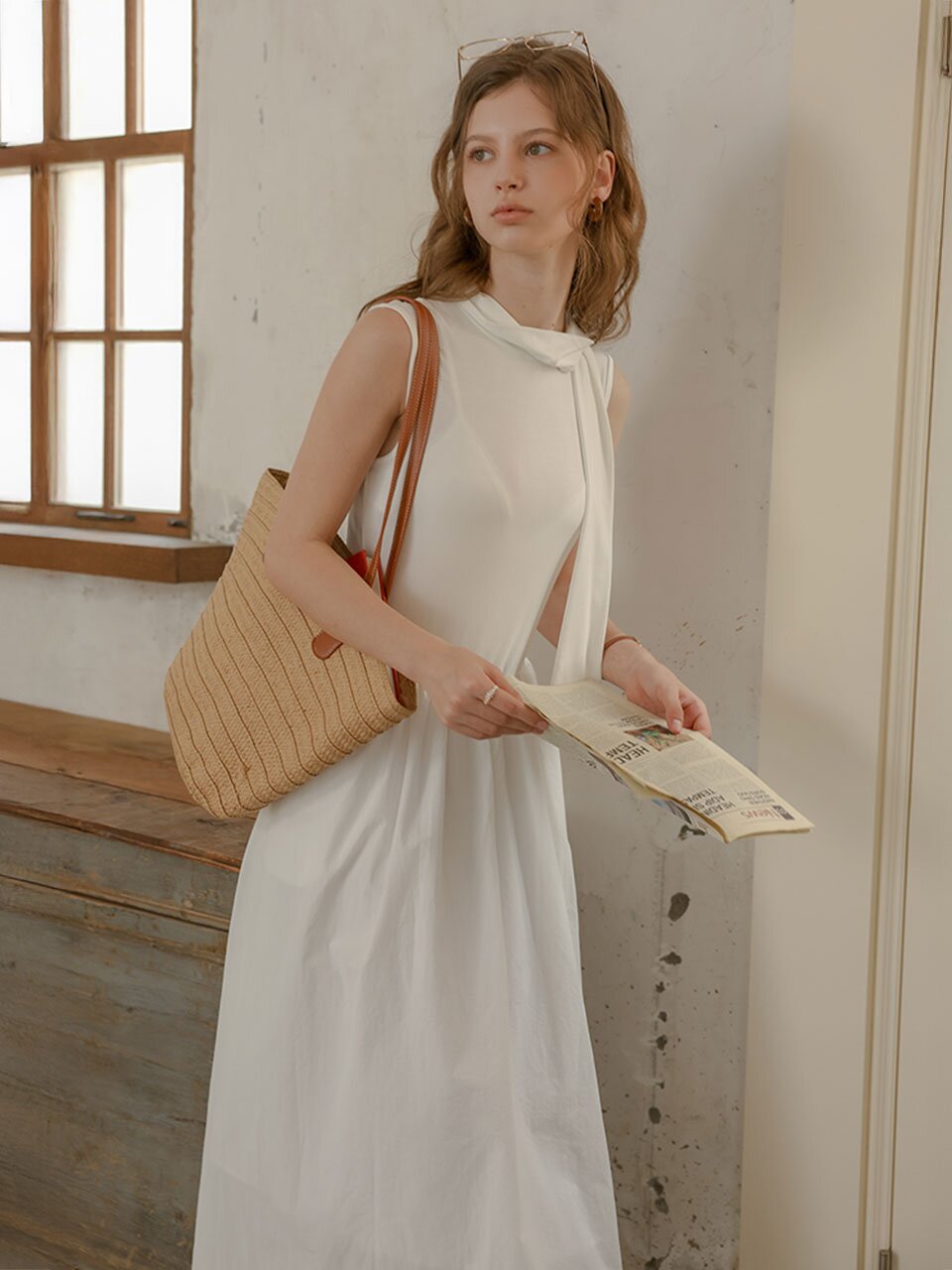 PM_Sleeveless ribbon tie dress_2color