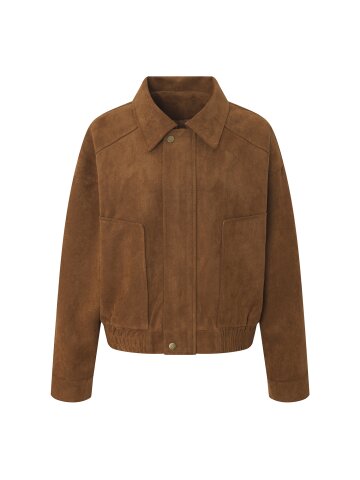 페이크 스웨이드 집업 버튼 점퍼 