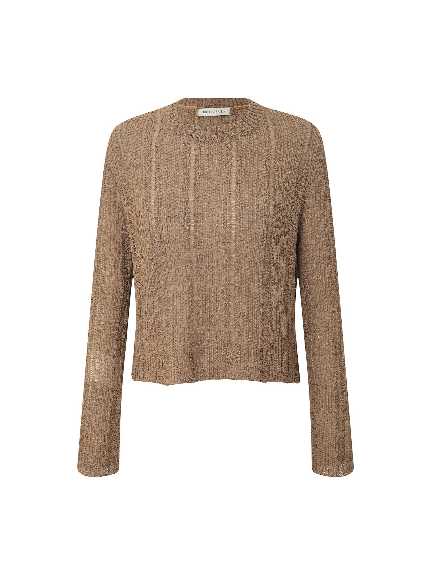 크로셰 라운드넥 풀오버 니트 (BROWN)