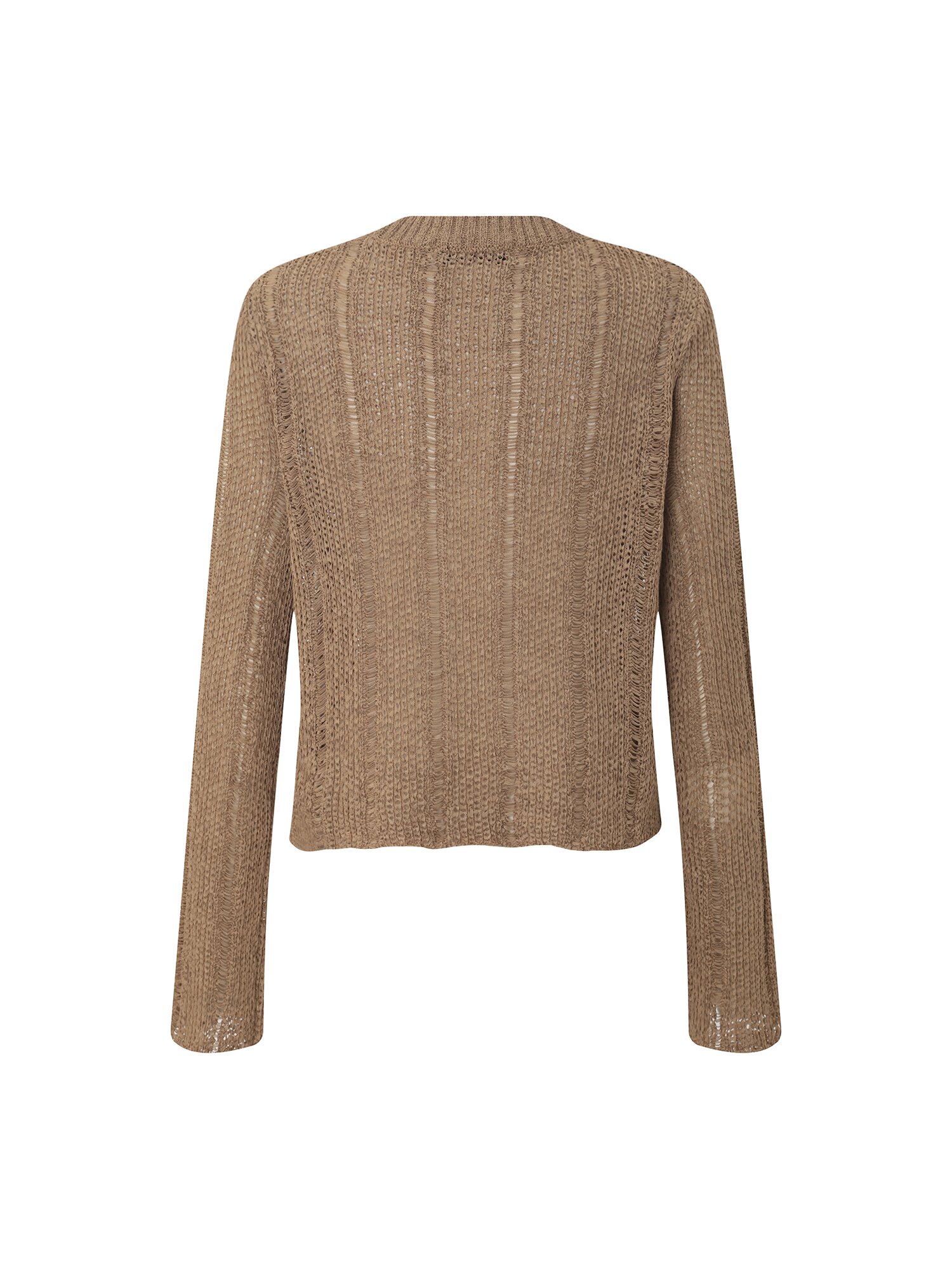 크로셰 라운드넥 풀오버 니트 (BROWN)