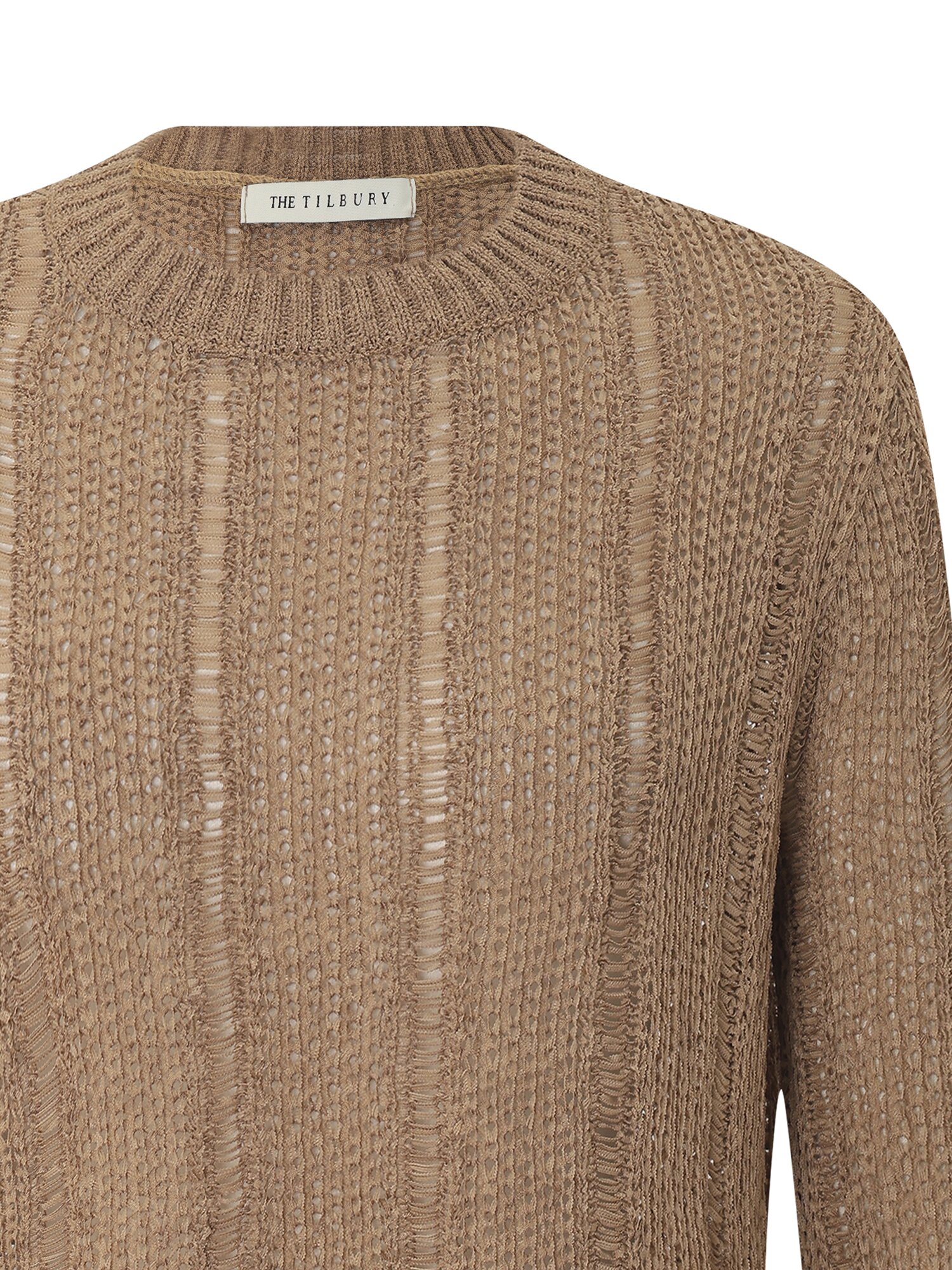 크로셰 라운드넥 풀오버 니트 (BROWN)