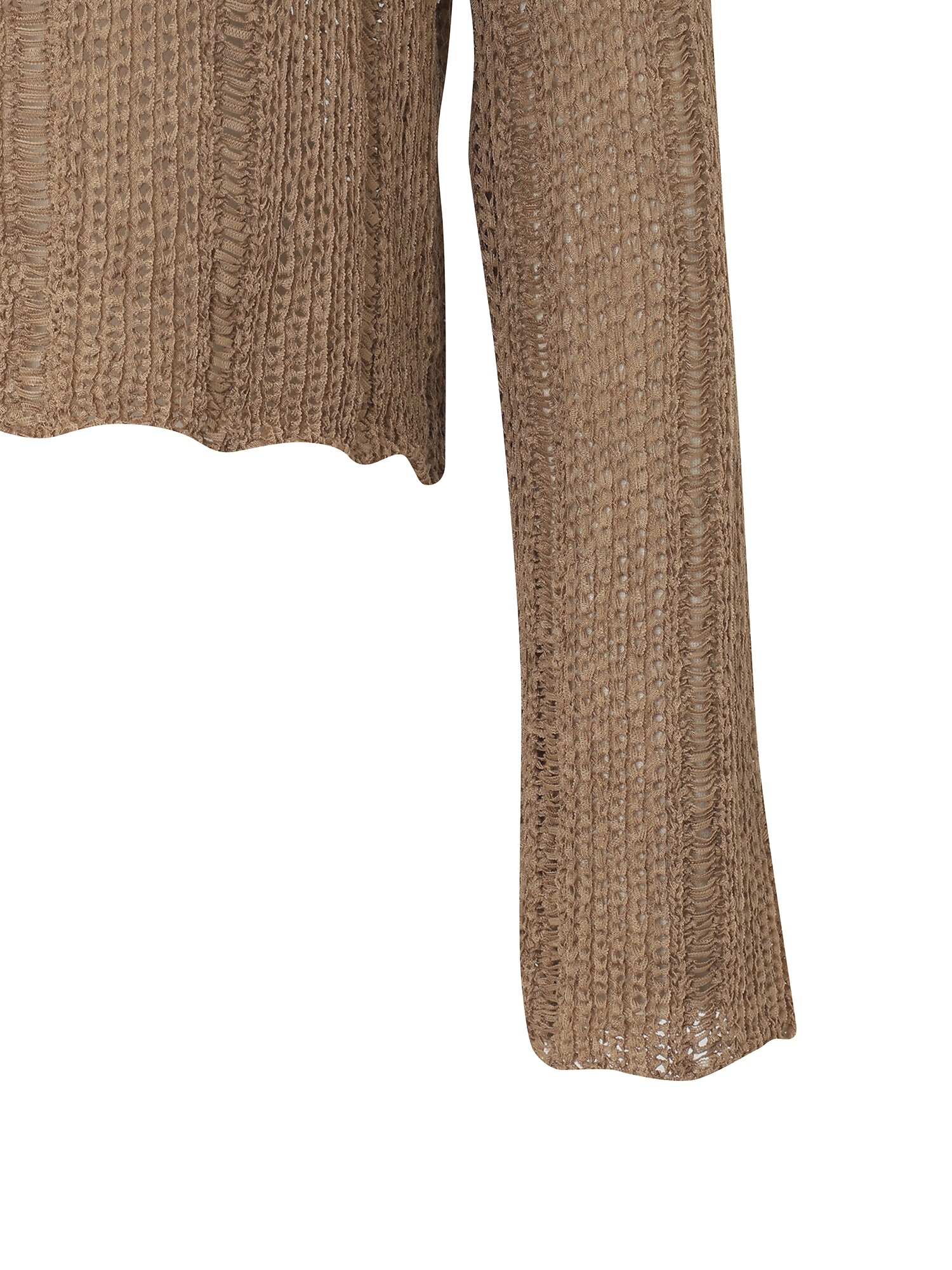 크로셰 라운드넥 풀오버 니트 (BROWN)