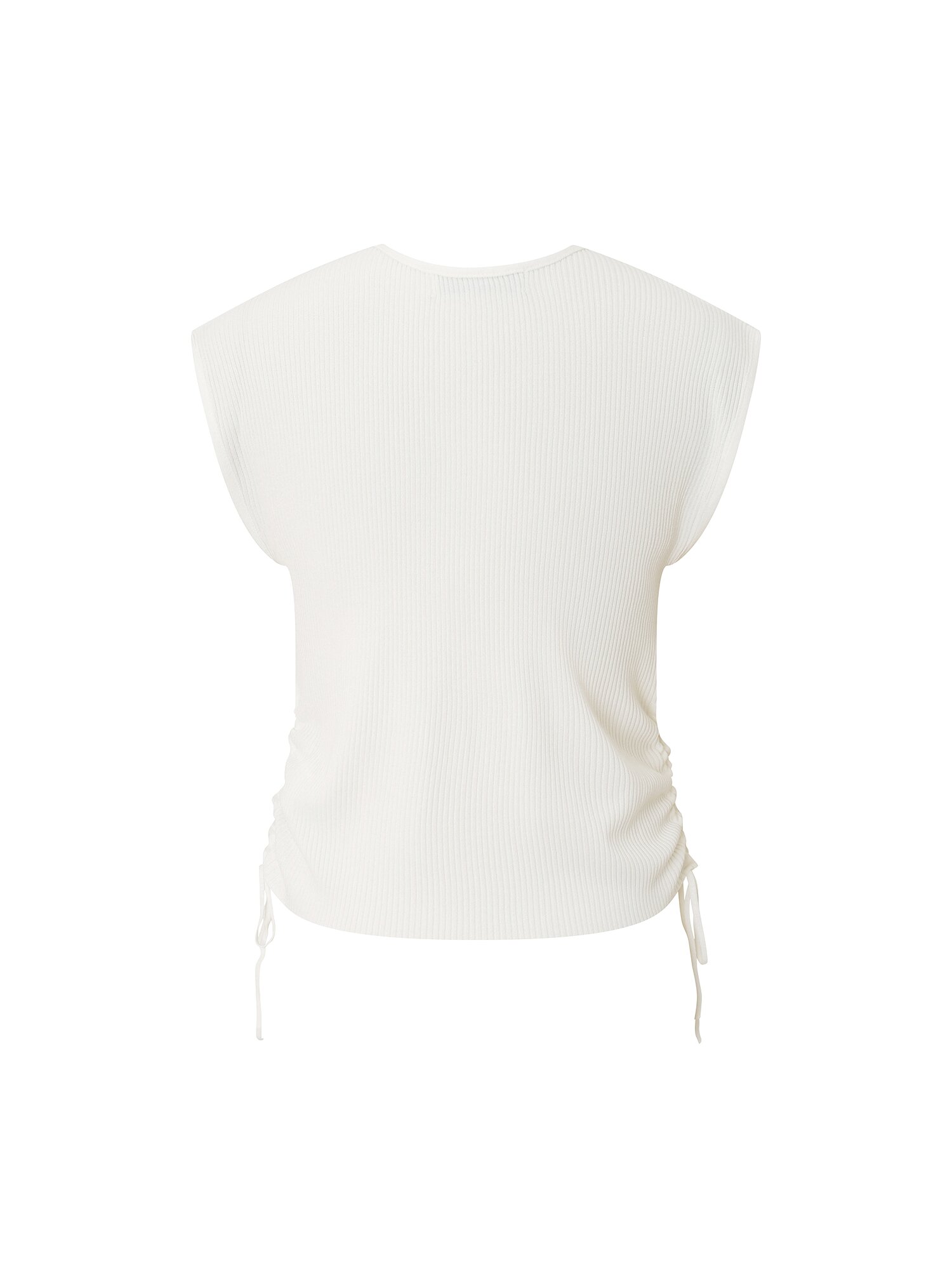 레이스넥 골지 슬리브리스 니트 (WHITE)