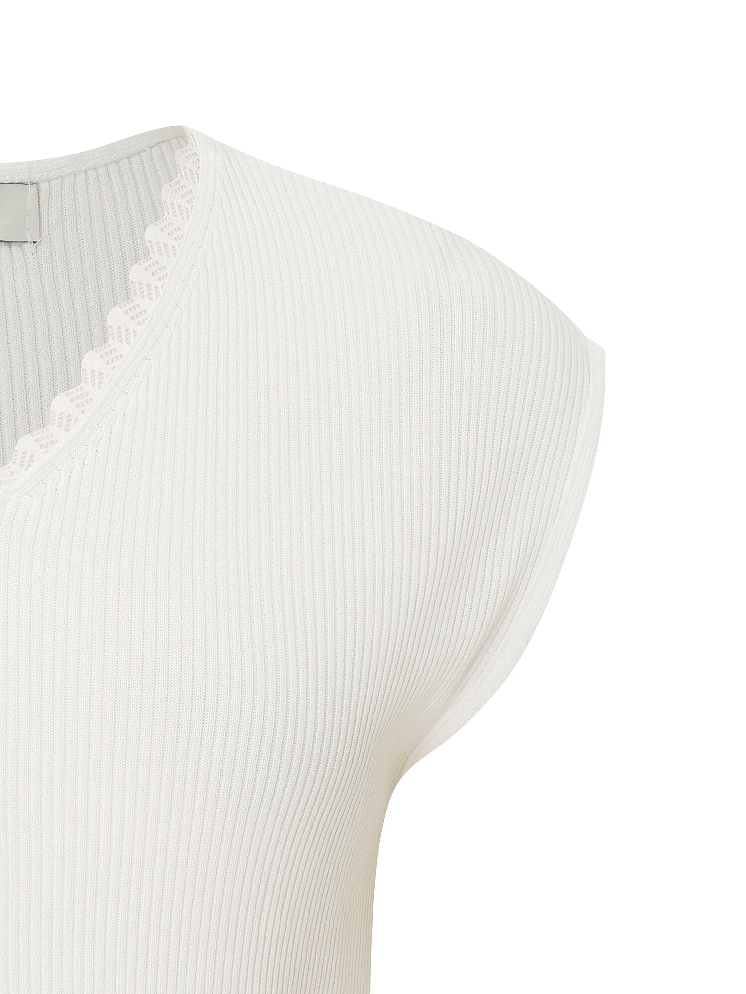 레이스넥 골지 슬리브리스 니트 (WHITE)