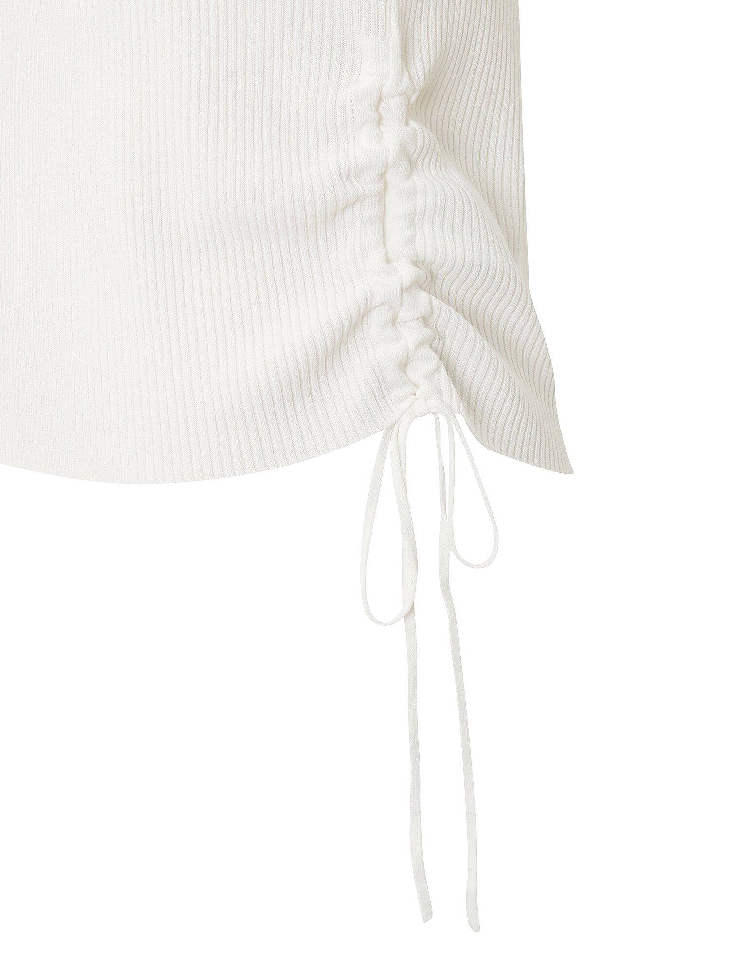 레이스넥 골지 슬리브리스 니트 (WHITE)