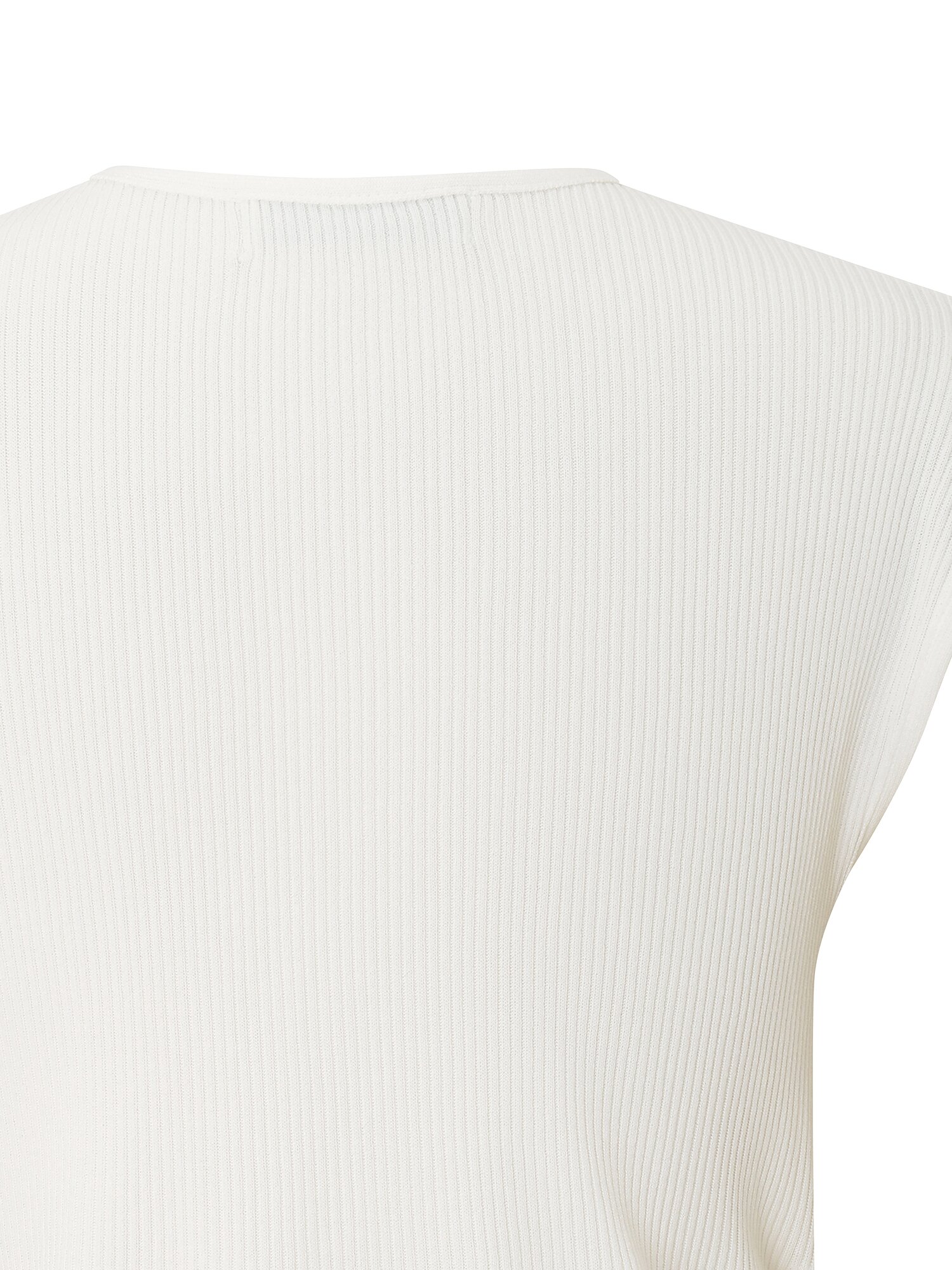 레이스넥 골지 슬리브리스 니트 (WHITE)