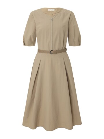 벨티드 퍼프 플레어 원피스 