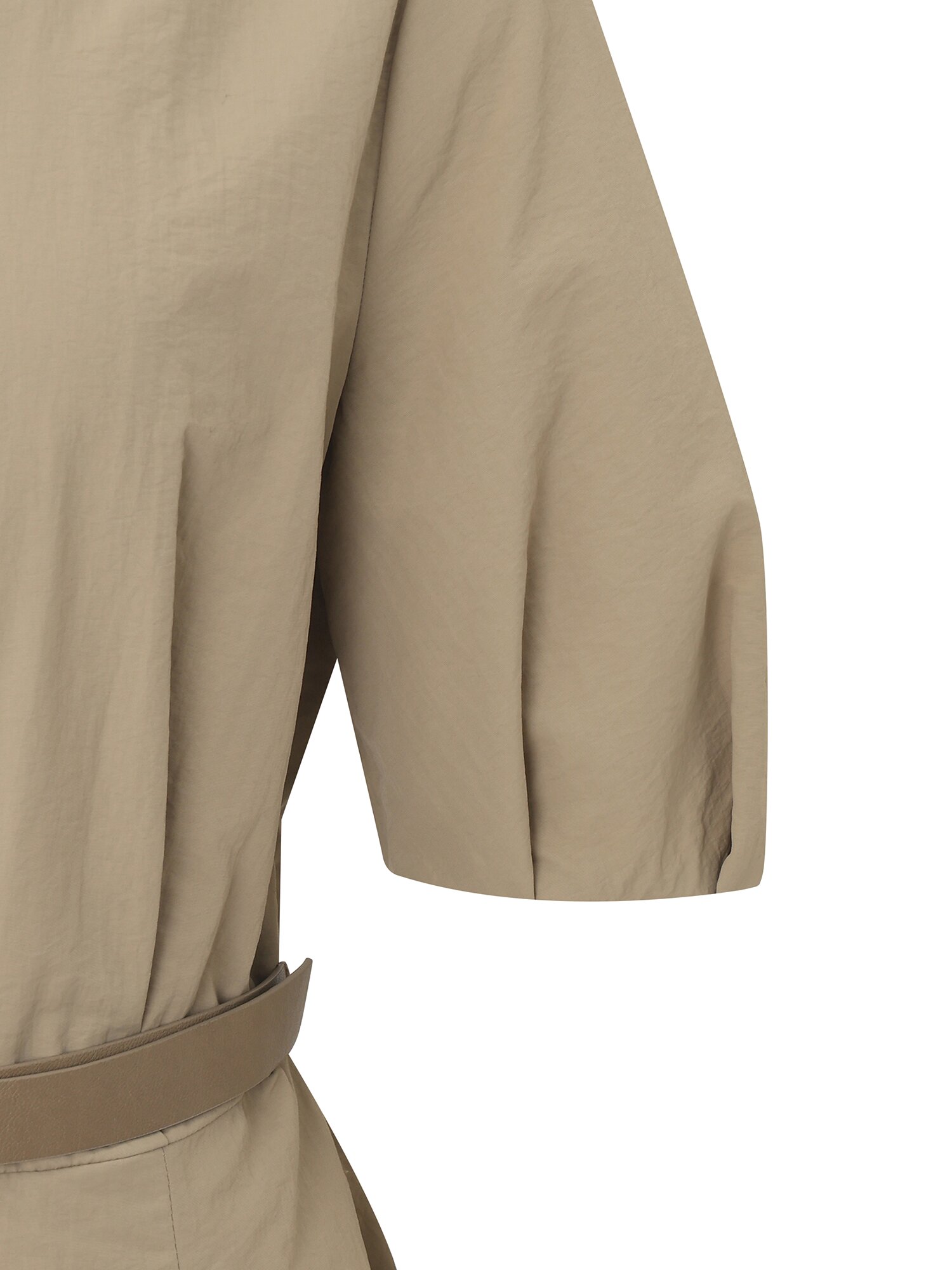 벨티드 퍼프 플레어 원피스 (BEIGE)