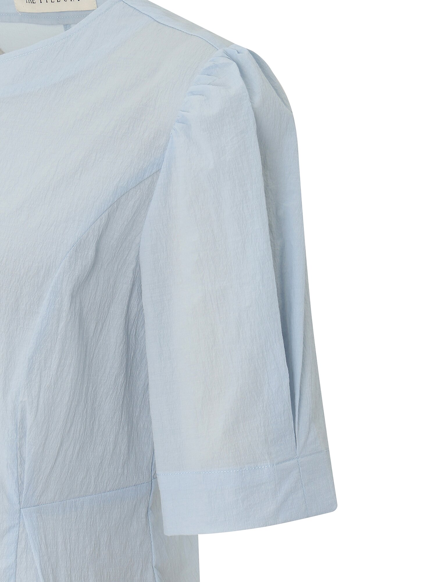 라운드넥 퍼프 블라우스 (SKY BLUE)