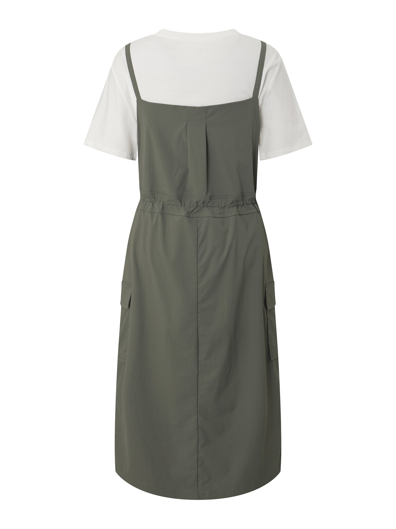 블라우스 레이어드 뷔스티에 원피스 (KHAKI)