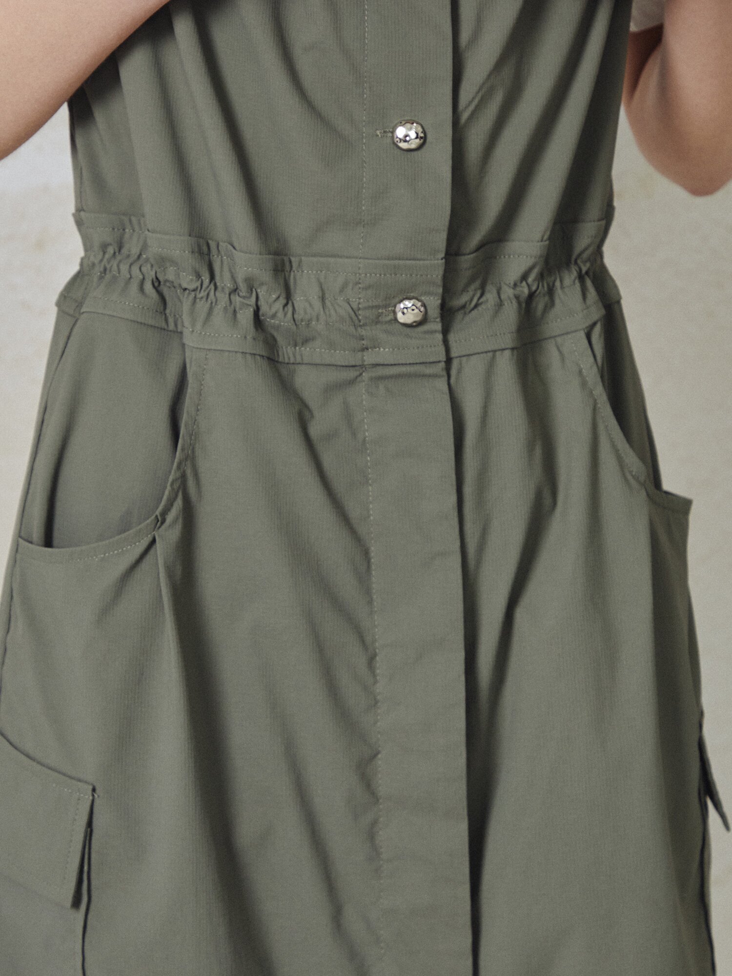 블라우스 레이어드 뷔스티에 원피스 (KHAKI)