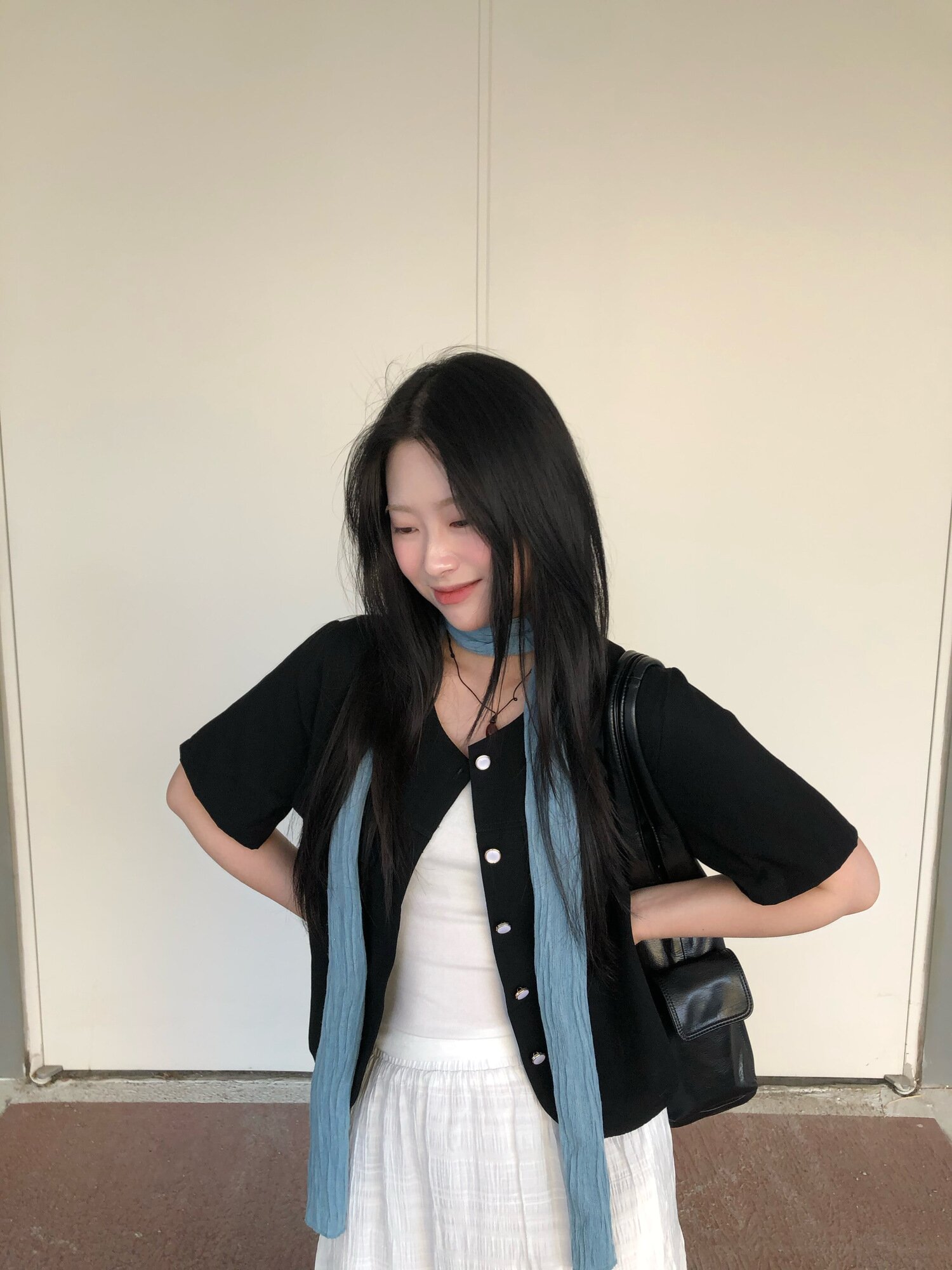 라운드넥 하프 슬리브 재킷 (BLACK)