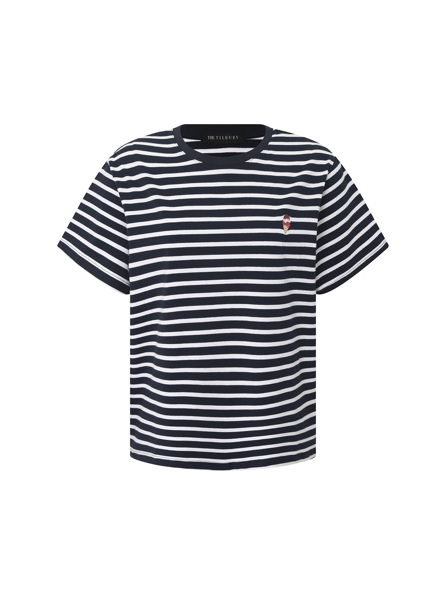 자수 포인트 스트라이프 티셔츠 (STRIPE NAVY)