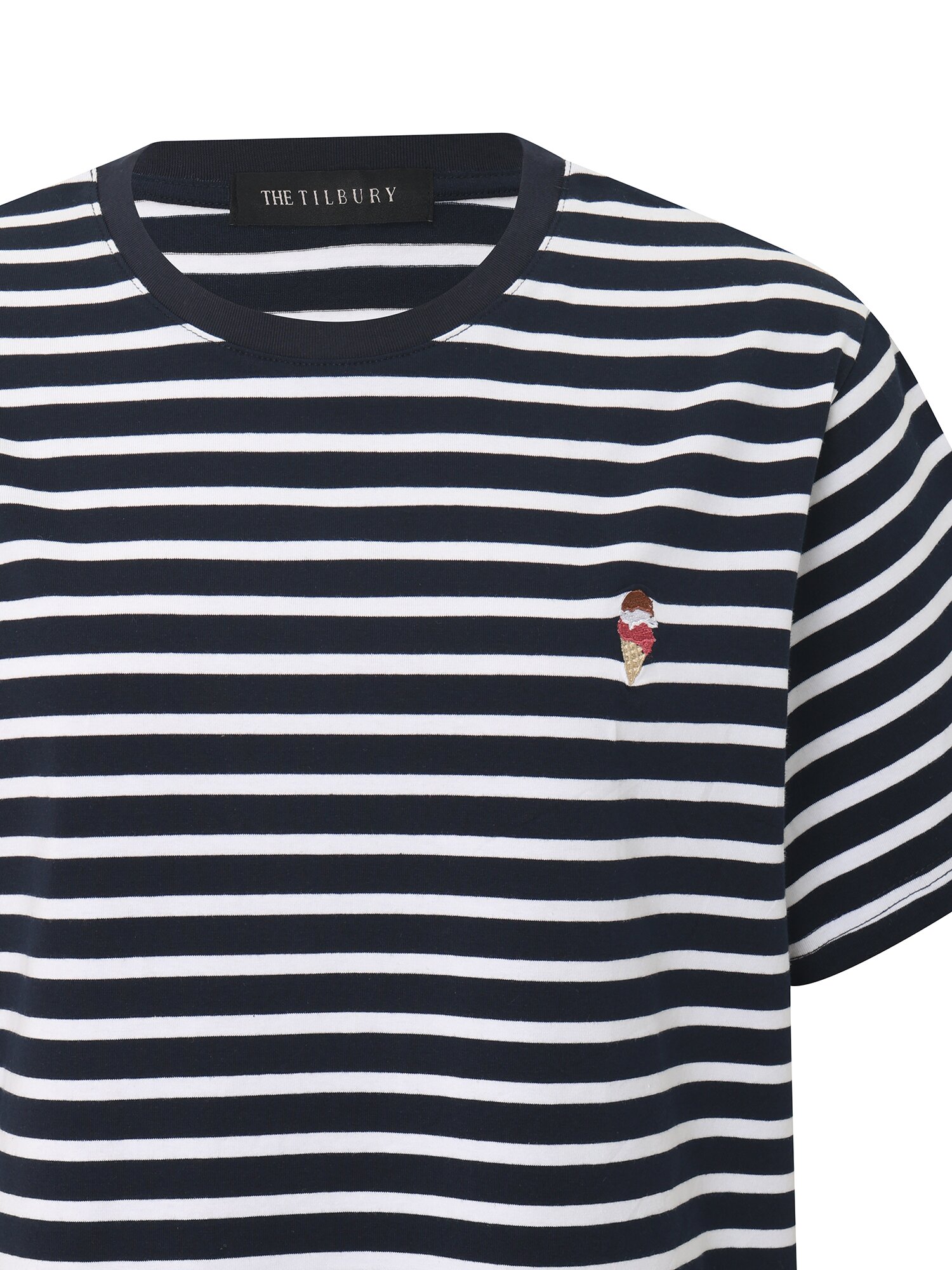 자수 포인트 스트라이프 티셔츠 (STRIPE NAVY)