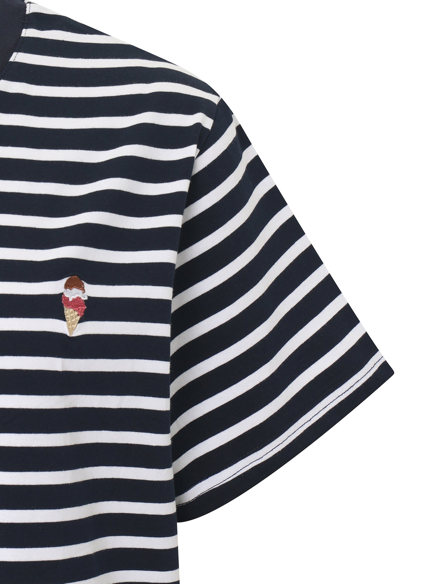 자수 포인트 스트라이프 티셔츠 (STRIPE NAVY)