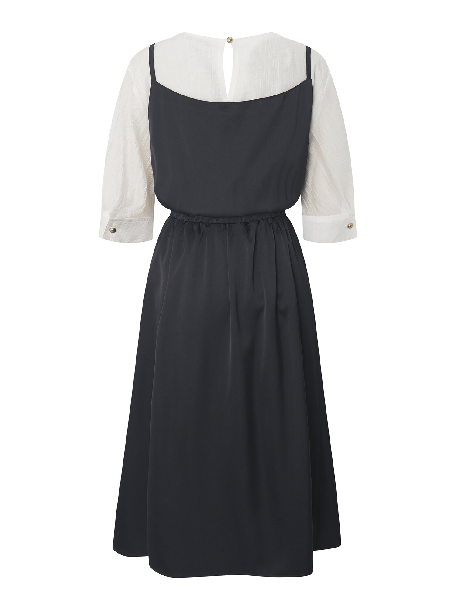 블라우스 레이어드 뷔스티에 원피스 (DARK NAVY)