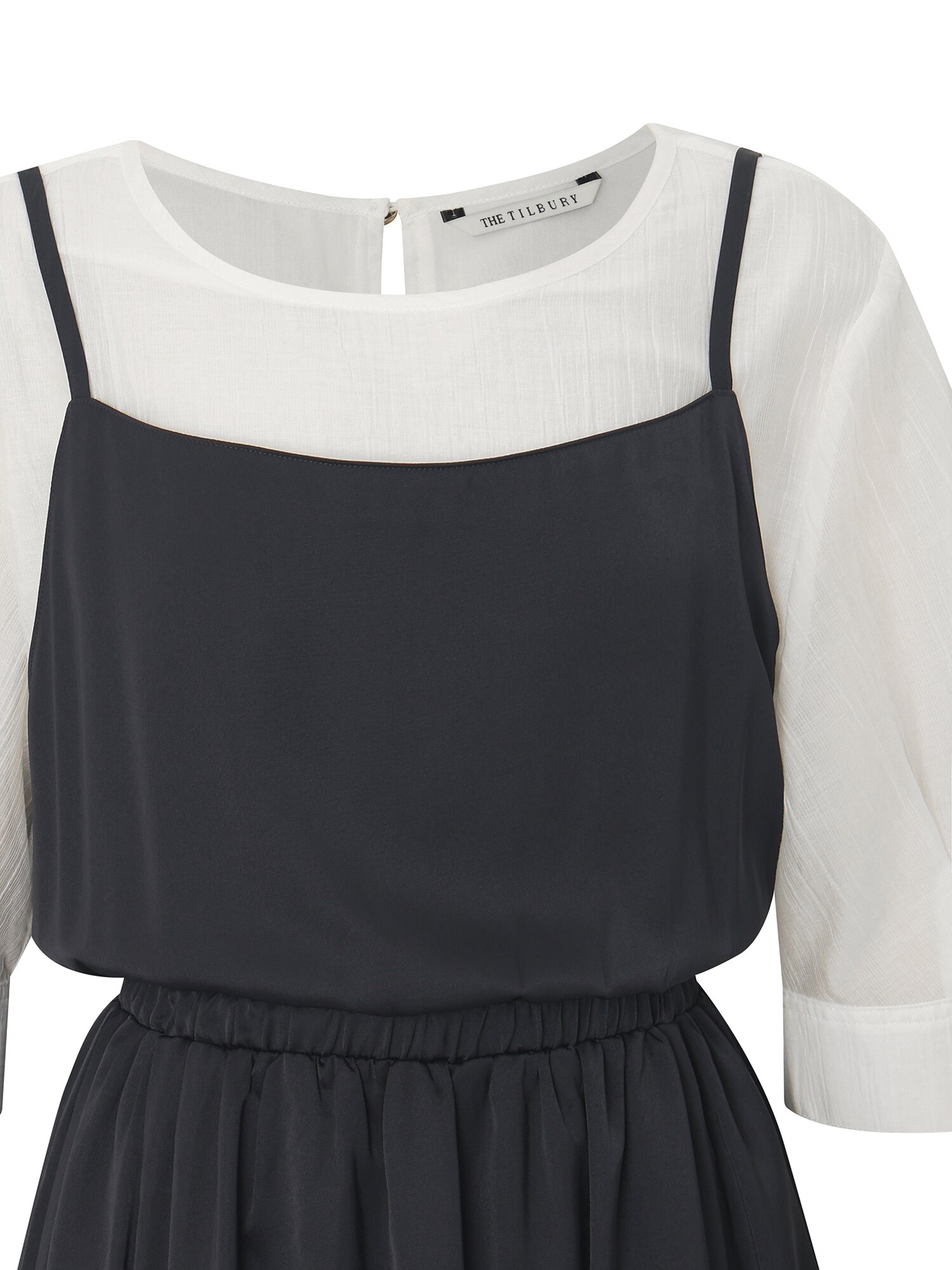 블라우스 레이어드 뷔스티에 원피스 (DARK NAVY)