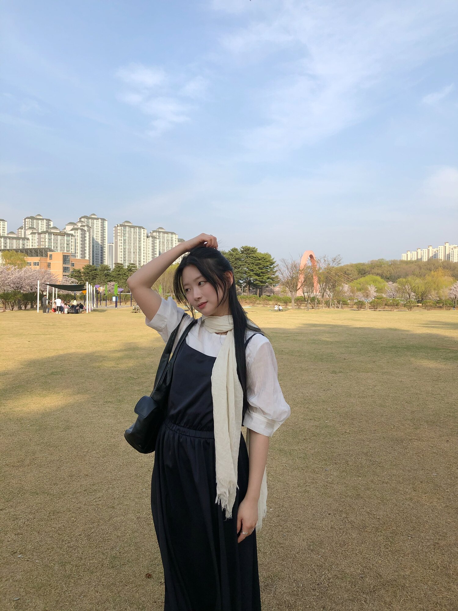 블라우스 레이어드 뷔스티에 원피스 (DARK NAVY)