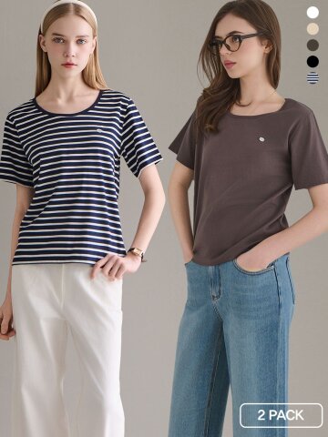[2PACK] U neck short sleeve t-shirt