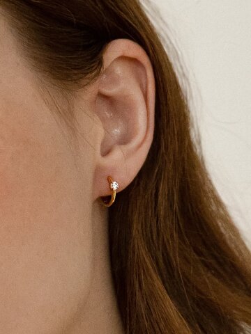 925실버 큐빅 원터치 링 귀걸이