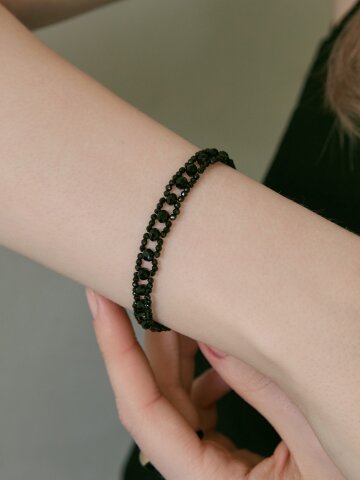 (925 Silver) Noir Lace Bracelet