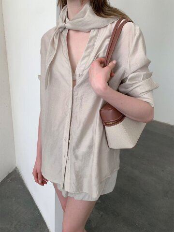 시스루 스카프 블라우스 (2colors)