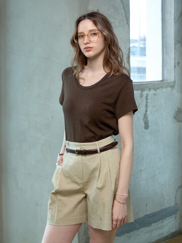 텐셀 코튼 유넥티셔츠 BROWN