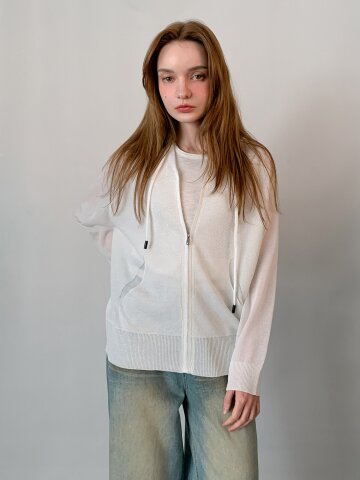 와플 니트 후드 집업 (3colors)