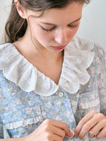 티아리 반팔 여성페어 블루 (40수)