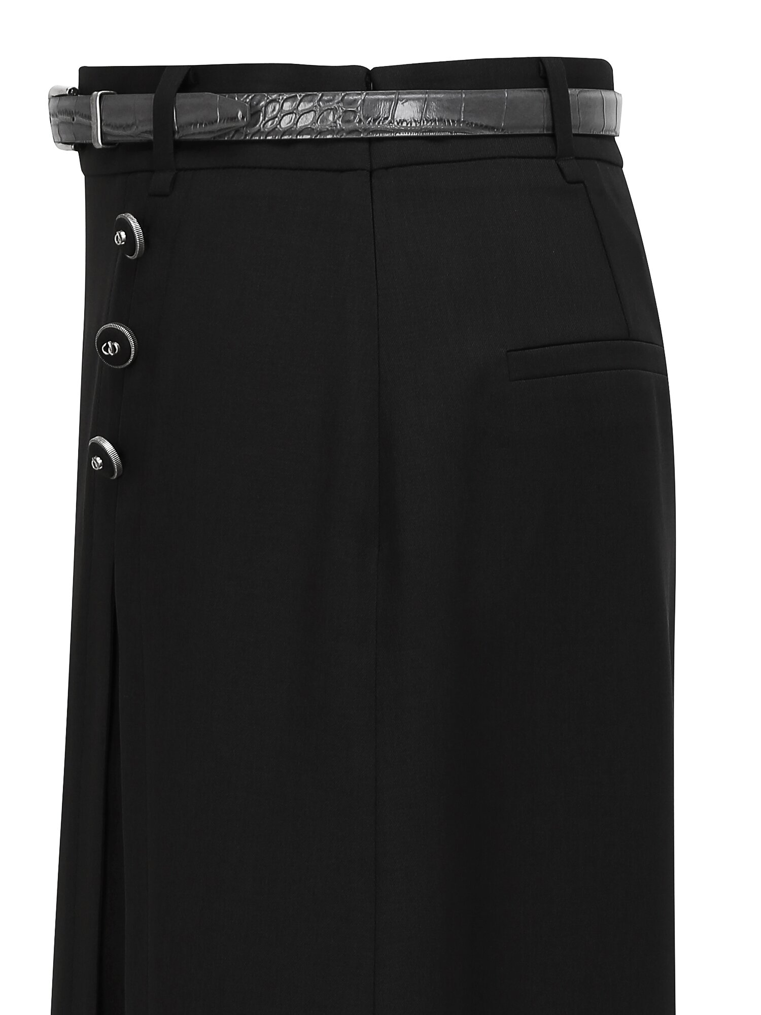 버튼 장식 컷아웃 A라인 스커트 (DARK GREY)