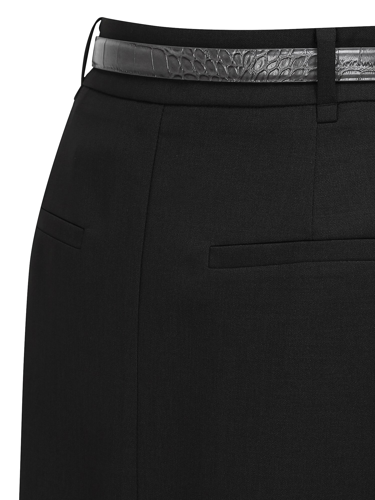 버튼 장식 컷아웃 A라인 스커트 (DARK GREY)