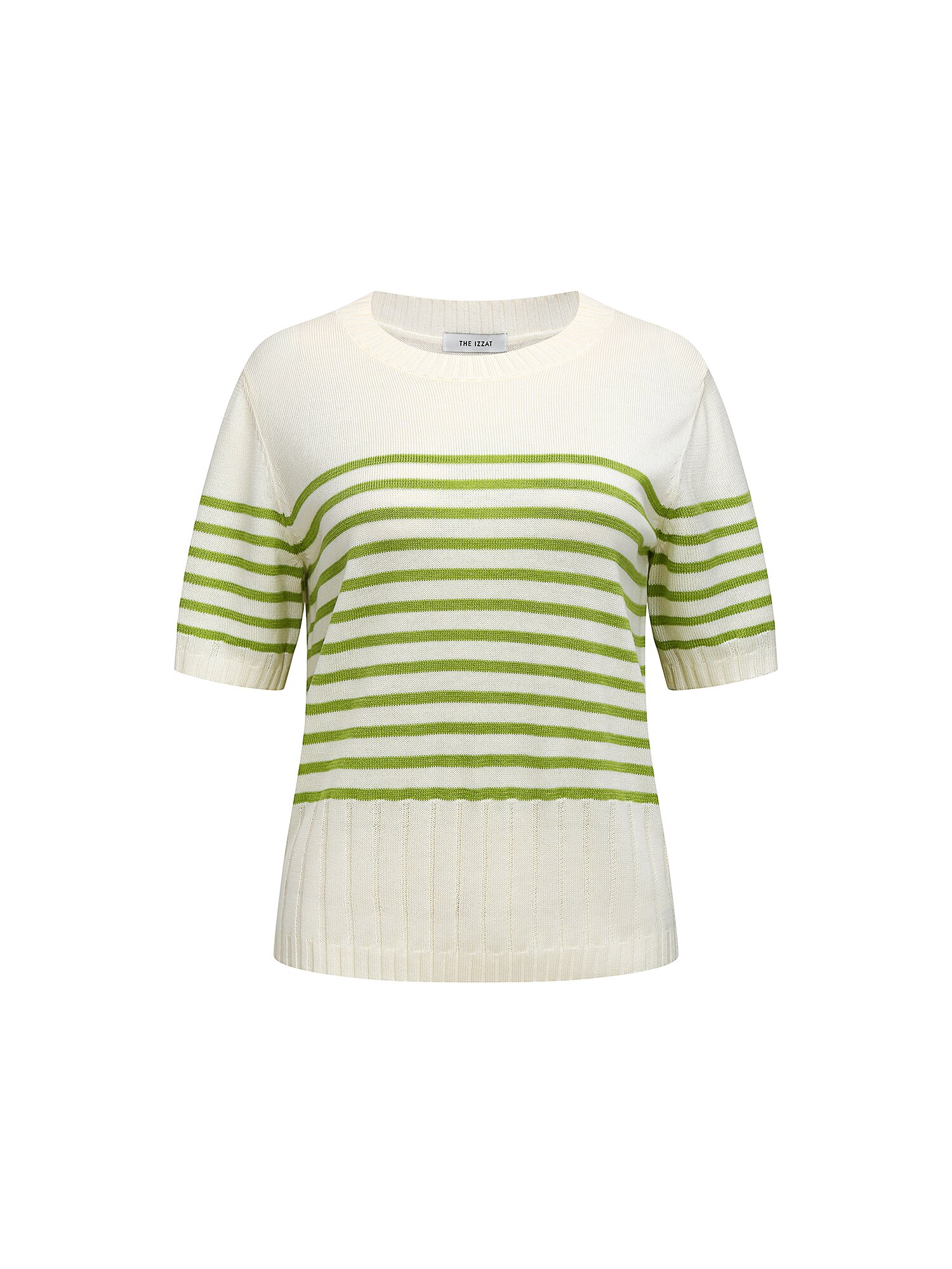 스트라이프 하프 슬리브 니트 (LIGHT GREEN)