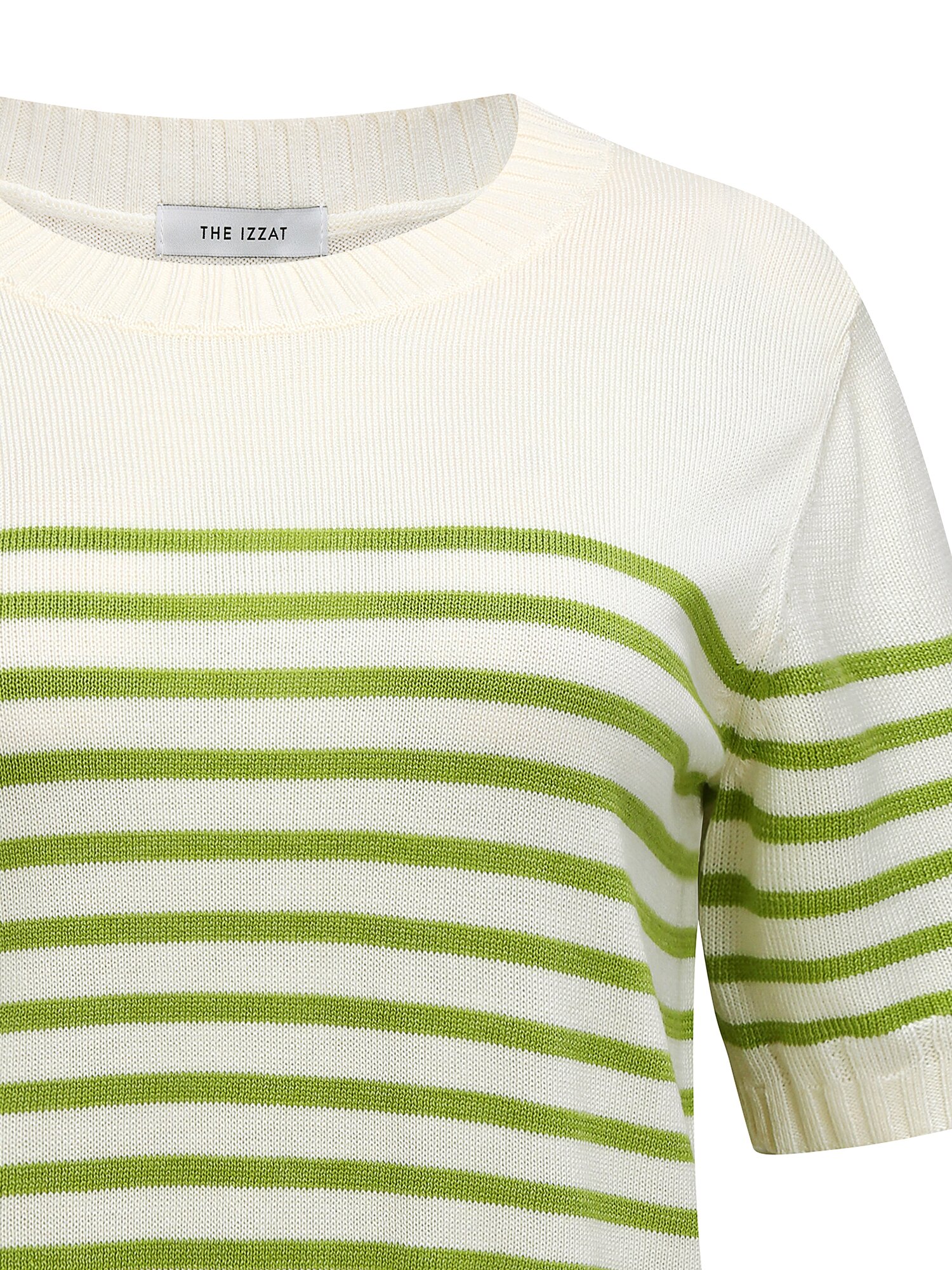 스트라이프 하프 슬리브 니트 (LIGHT GREEN)