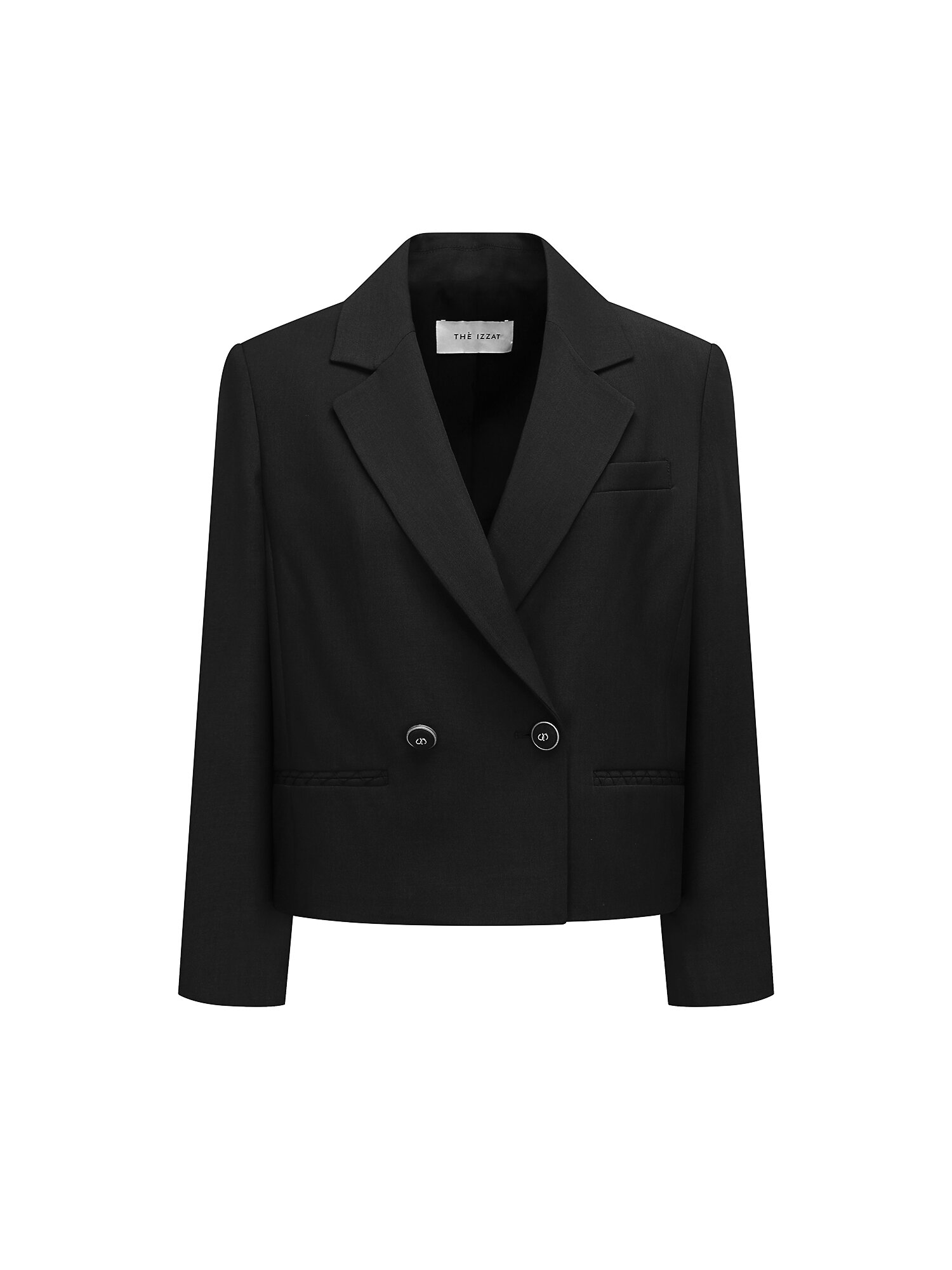 스티치 포켓 더블 크롭 재킷 (DARK GREY)
