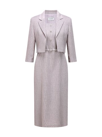 버튼 H라인 원피스 +재킷 세트 